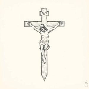 Dotwork Crucifix Tattoo