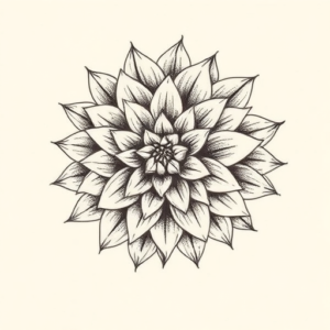 Dotwork Dahlia Tattoo