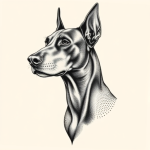 Dotwork Doberman Tattoo
