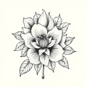 Dotwork Floral Tattoo