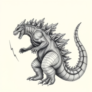 Dotwork Godzilla Tattoo