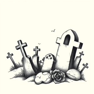 Dotwork Graveyard Tattoo