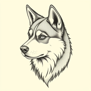 Dotwork Husky Tattoo