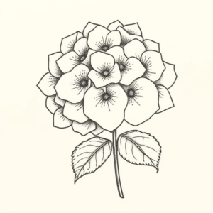 Dotwork Hydrangea Tattoo