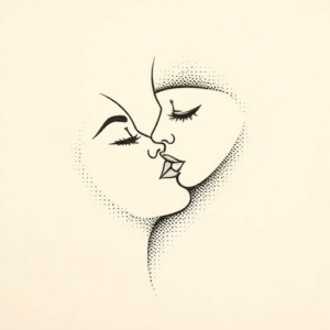 Dotwork Kiss Tattoo