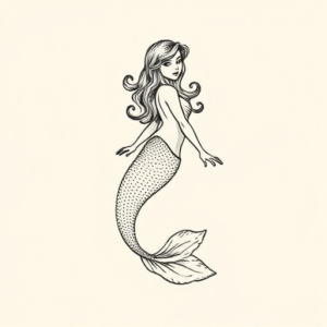Dotwork Mermaid Tattoo