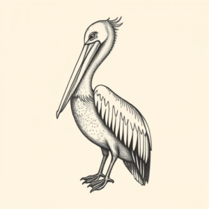 Dotwork Pelican Tattoo