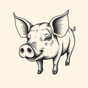 Dotwork Pig Tattoo