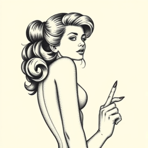 Dotwork Pinup Tattoo