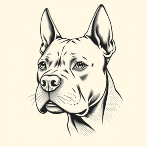 Dotwork Pitbull Tattoo