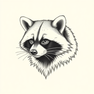 Dotwork Raccoon Tattoo