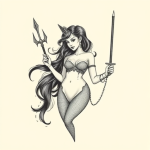 Dotwork Siren Tattoo