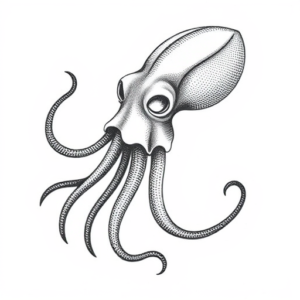 Dotwork Squid Tattoo