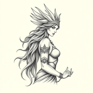 Dotwork Valkyrie Tattoo