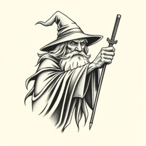 Dotwork Wizard Tattoo