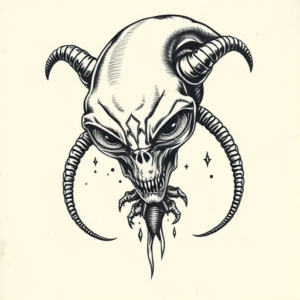 Engraving Alien Tattoo