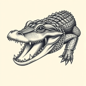 Engraving Alligator Tattoo