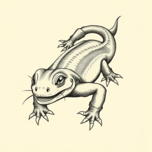 Engraving Axolotl Tattoo