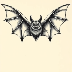 Engraving Bat Tattoo