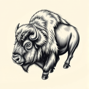 Engraving Bison Tattoo
