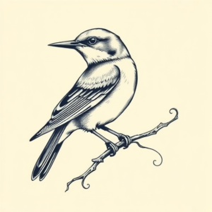 Engraving Bluebird Tattoo