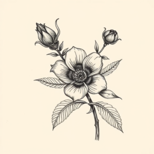 Engraving Botanical Tattoo