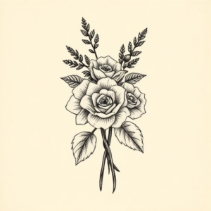 Engraving Bouquet Tattoo
