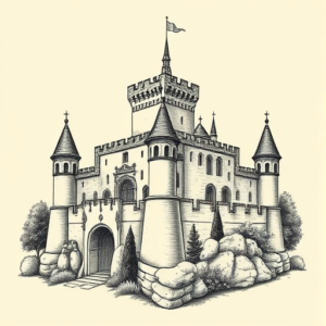 Engraving Castle Tattoo