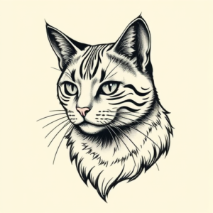 Engraving Cat Tattoo