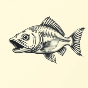 Engraving Catfish Tattoo