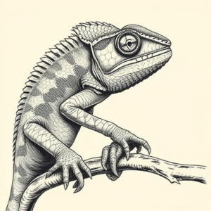 Engraving Chameleon Tattoo