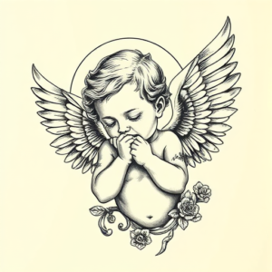 Engraving Cherub Tattoo