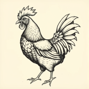 Engraving Chicken Tattoo