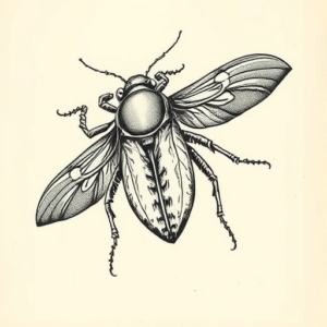 Engraving Cicada Tattoo