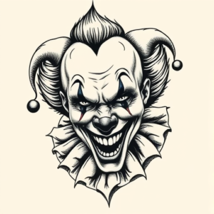Engraving Clown Tattoo