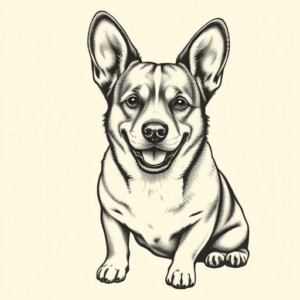 Engraving Corgi Tattoo