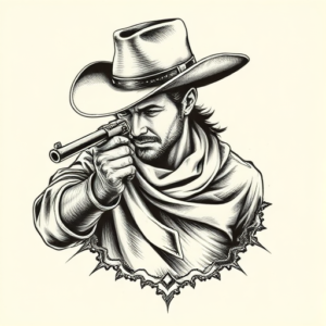 Engraving Cowboy Tattoo
