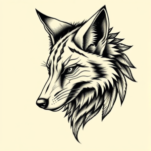 Engraving Coyote Tattoo