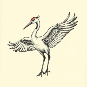 Engraving Crane Tattoo