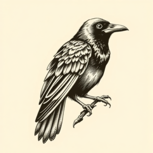 Engraving Crow Tattoo