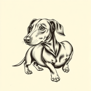 Engraving Dachshund Tattoo