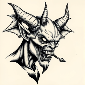 Engraving Demon Tattoo