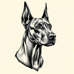 Engraving Doberman Tattoo