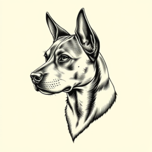 Engraving Dog Tattoo