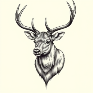 Engraving Elk Tattoo