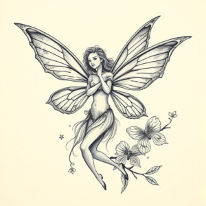 Engraving Fairy Tattoo