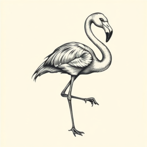 Engraving Flamingo Tattoo