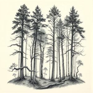 Engraving Forest Tattoo