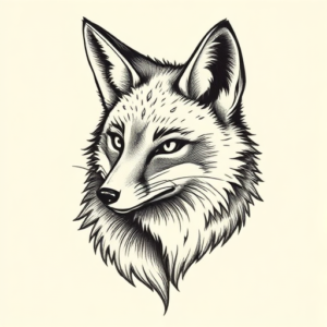 Engraving Fox Tattoo