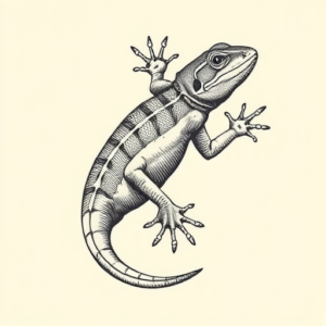 Engraving Gecko Tattoo